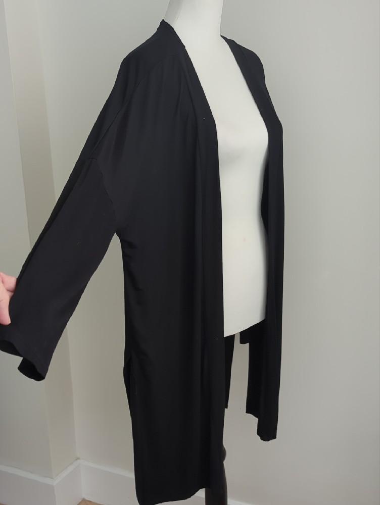 Carly Jean Los Angeles Black Modal Longline Side-Slit Duster Cardigan Large — image 6 of 8